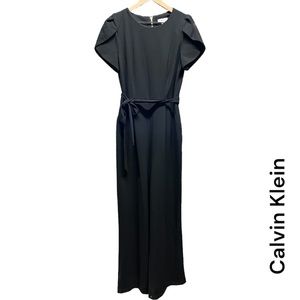 ⭐️ CALVIN KLEIN tulip sleeve belted jumpsuit in black + size 12